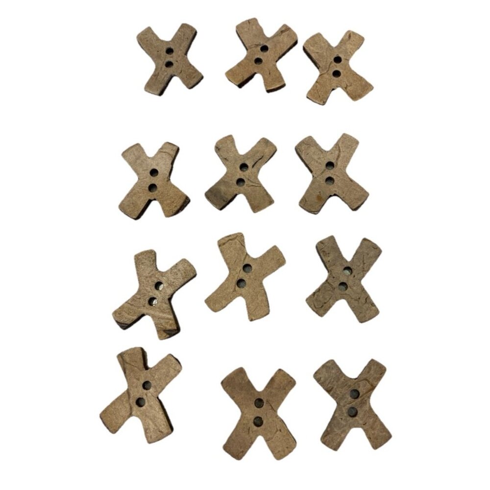 Lot 12 X-Shaped Natural Vegetable Ivory 2-hole Buttons Tagua Nut Craft Sewing